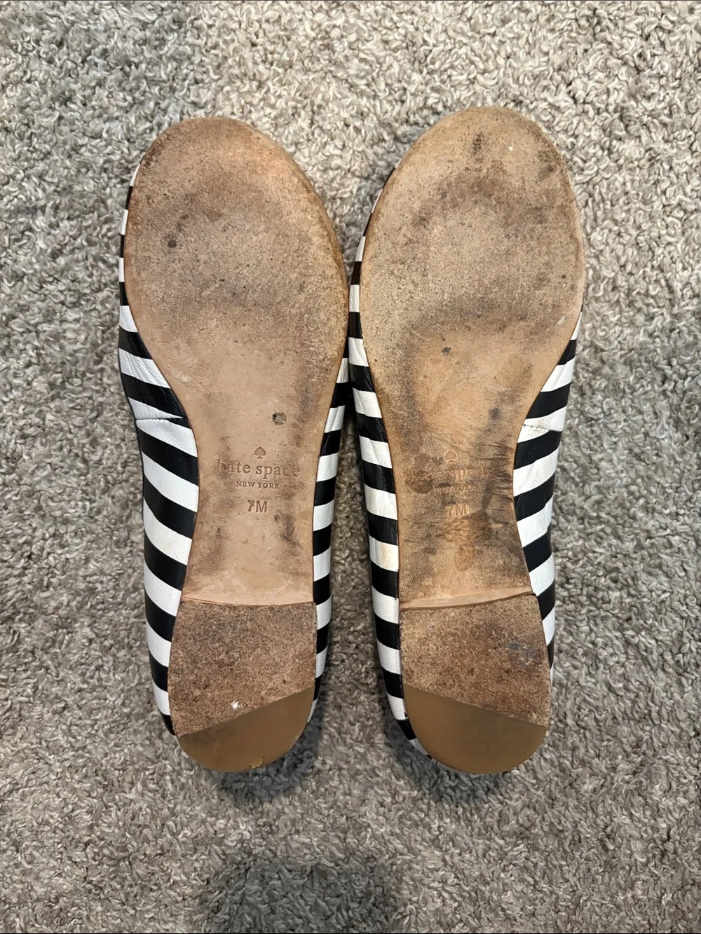 kate spade Black/Navy and White Striped Bow Ballet Flats